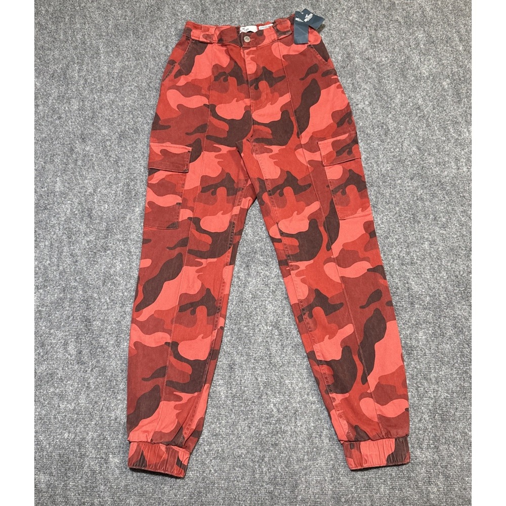 Hollister Ultra High‎ Rise Jogger Pants Sz Small Red Urban Camo Classic Stretch